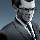 portrait of retrofuturistic businessman, confident, elegant, mature, monochrome, concept art, max detail